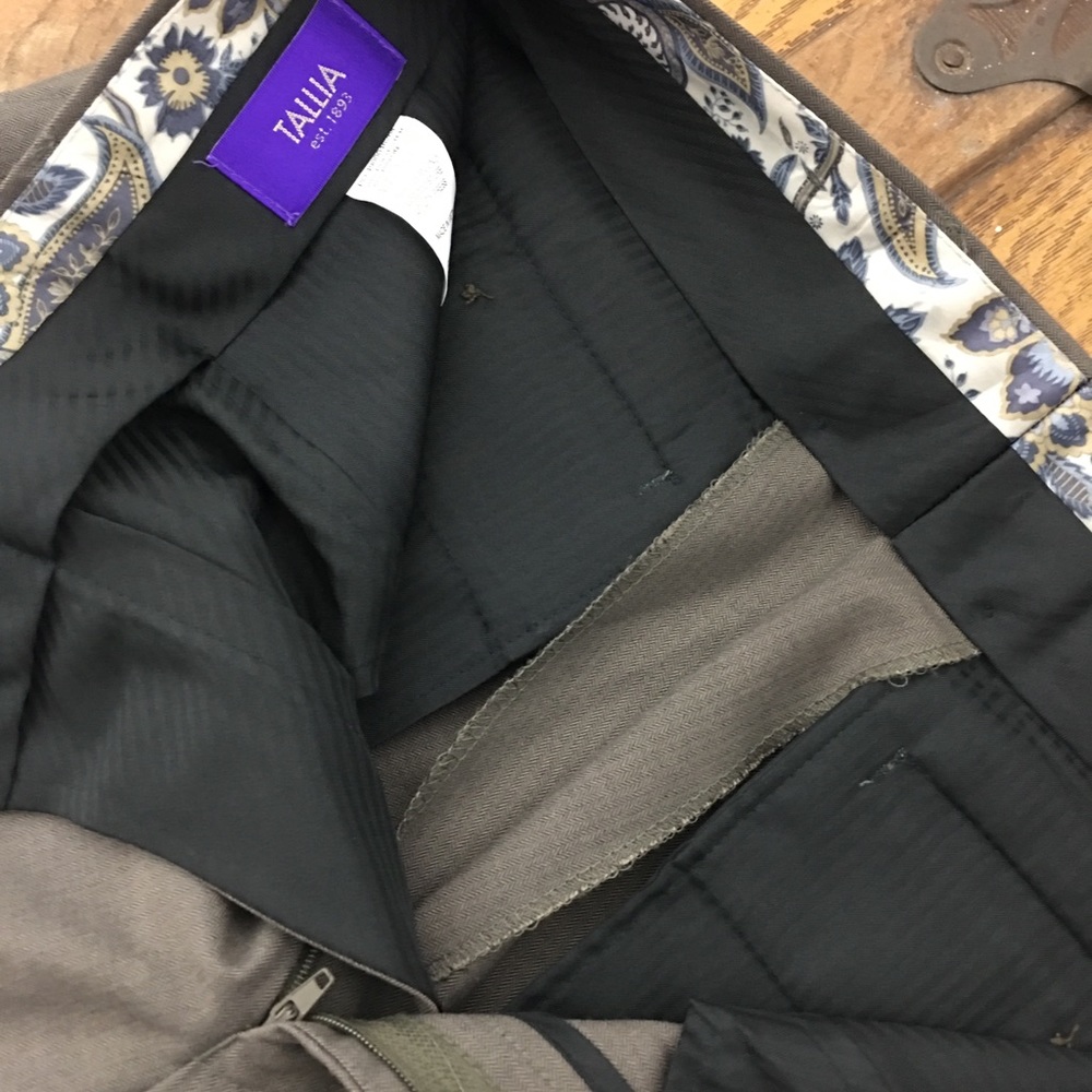 Tallia Brown No Cuff Mens Slacks